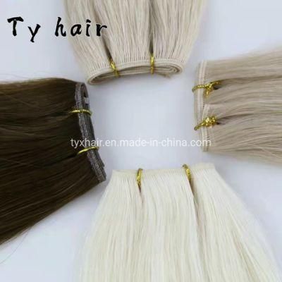 New Double Drawn Flat Track Silk Weft Remy Human Hair Weave 100g Invisible Skin PU Weft Hair Extensions