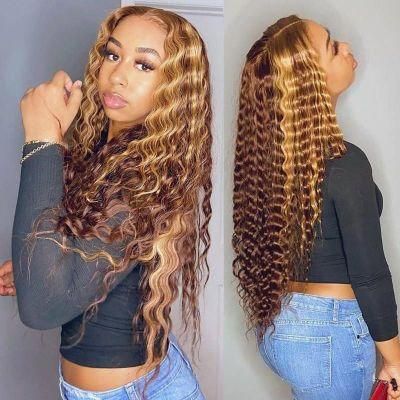 Wholesale HD Lace Wigs Human Hair Double Drawn Bone Straight Lace Front Wig Highlight Deep Wave Wig
