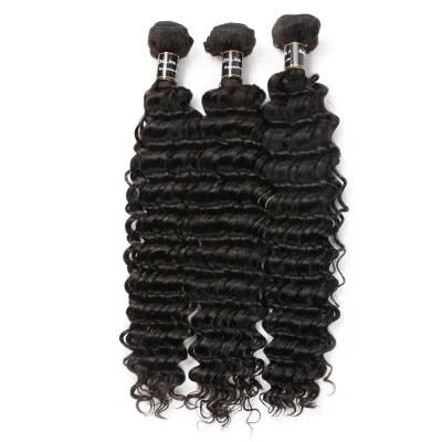 10A Deep Wave Curly Human Hair 3 Bundles Raw Brazilian Virgin Human Hair Extension