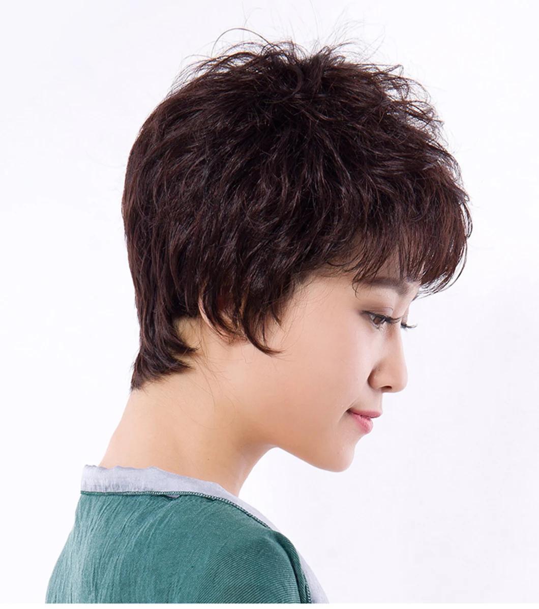 Pixie Wig Female Short Hair Short Straight Hair Fashion Natural Black Hair Headdress Wigs Brazilian Human Hair Wigs