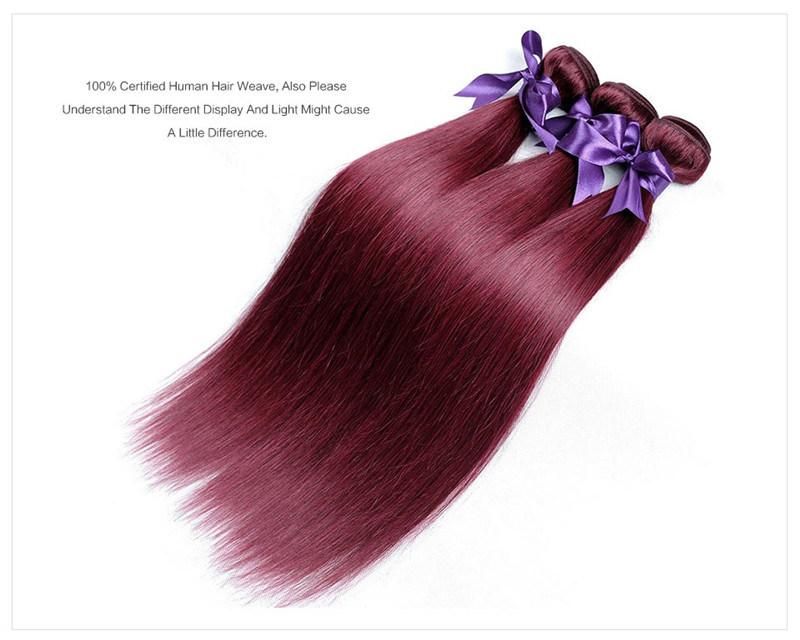 99j Peruvian 100% Human Hair Weft Burgundy 10-26 Inches