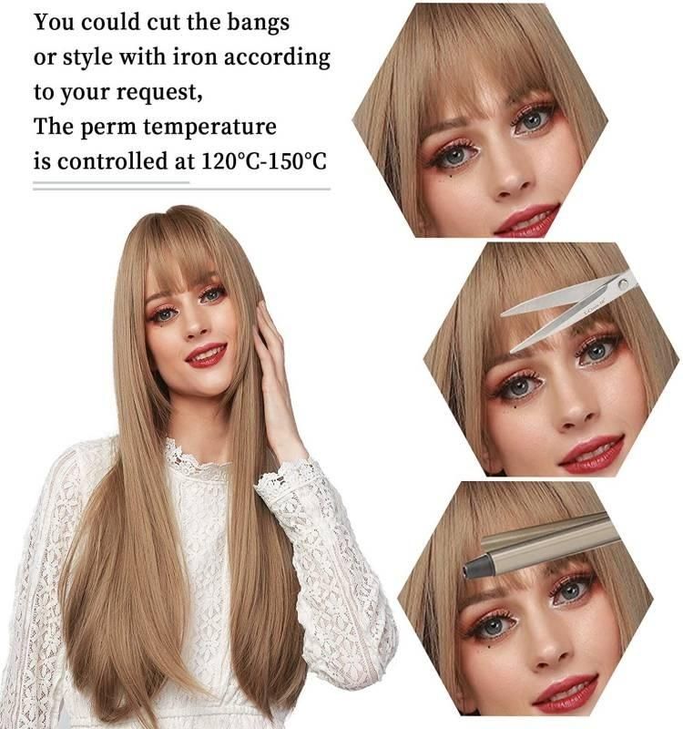 Kbeth Human Hair Wig for Black Woman 2021 Summer Fashion 30 Inch Brown Hairline Straight Custom Transparent Skin Hide Sexy Cool HD Lace Frontal Wigs with Bangs