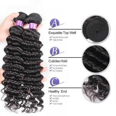 Indian Human Hair Deep Wave Weave Bundles Natural Remy Hair Weaving Machine Double Weft Hair Extensions No Tangle