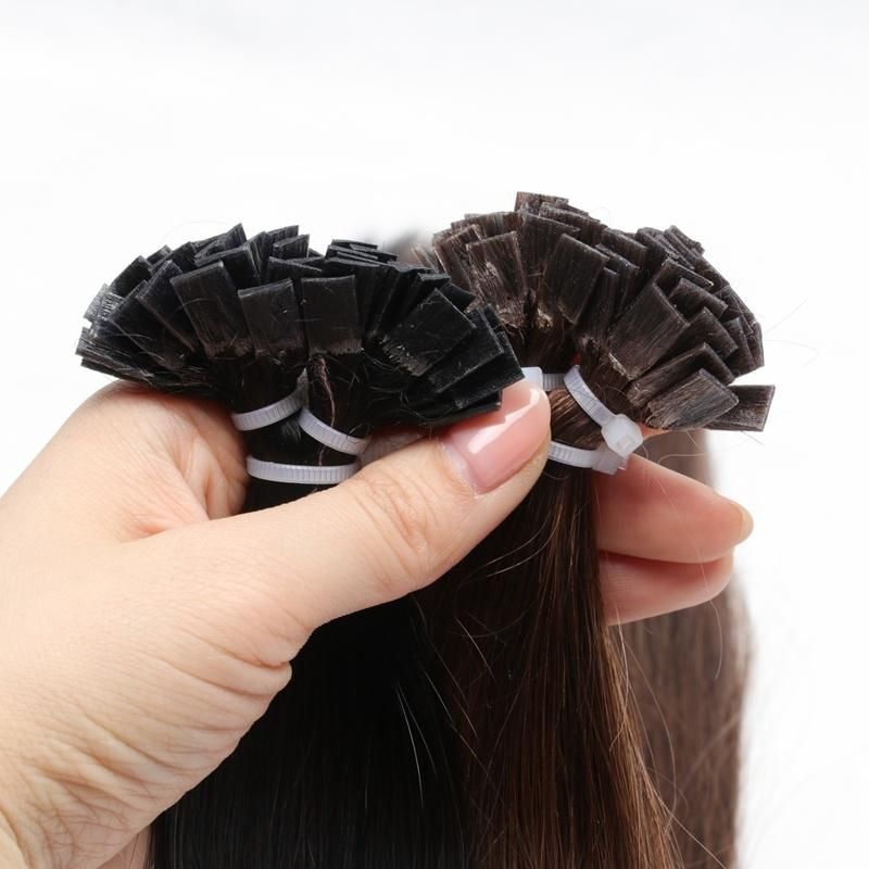 Flat Tip Hair Extensions Remy 100% Human Hairpieces Straight Keratin Tip Hair Extensions for Salon Pre Bonded Hair