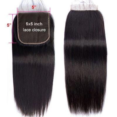 Brazilian Straight Lace Closure Free/Middle/Three Part 5*5 Closures 100% Human Hair Extensions Remy HD Lace Closure