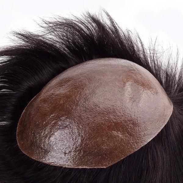 European Hair Dark Brown Thin Skin Human Hair Replacement System