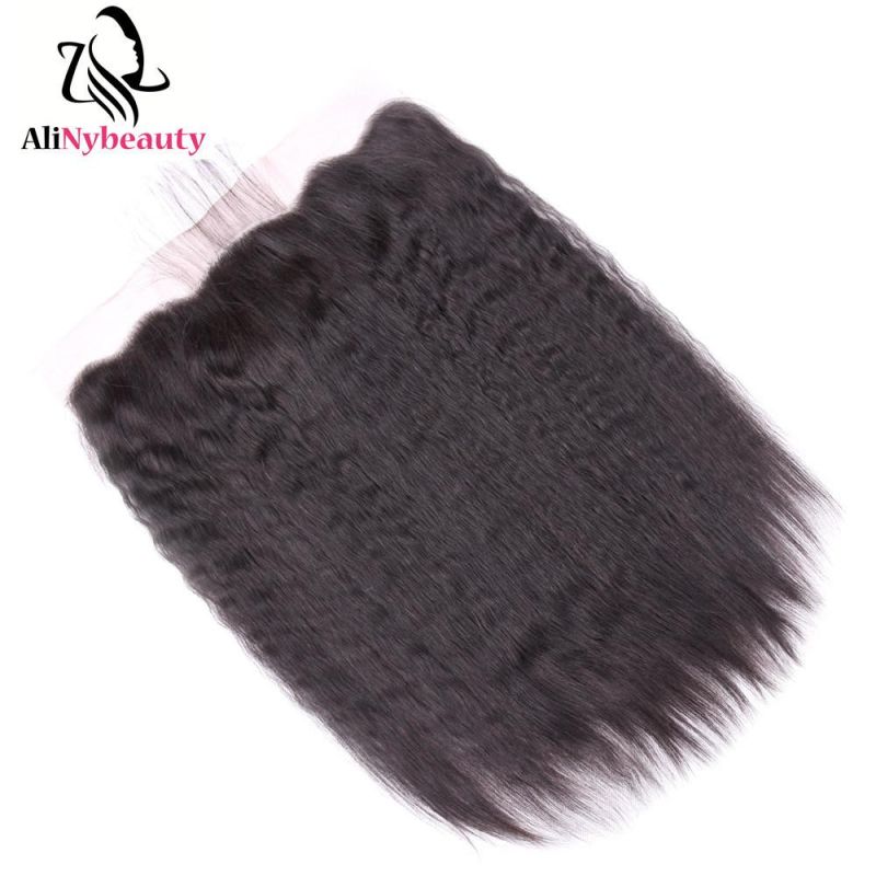 Alinybeauty Kinky Straight Virgin Brazilian Hair Lace Frontal Closure