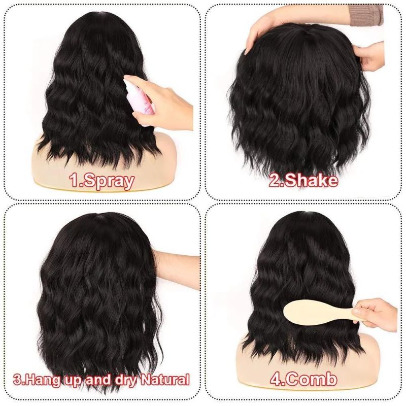 Hot Sale Cheap Natural Artificial Bob High Quality Synthetic Hair Cut Wavy Wigs for Black Women Wigs