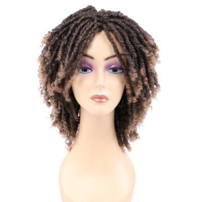 Fashion Roll Twist Ombre Dreadlock Braided Wig Short Curly Synthetic Hair Wigs for Black Afo Women Daily Natural Wigs