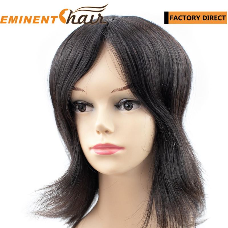 Lace with PU Coating Human Hair Replacement Custom Women Toupee