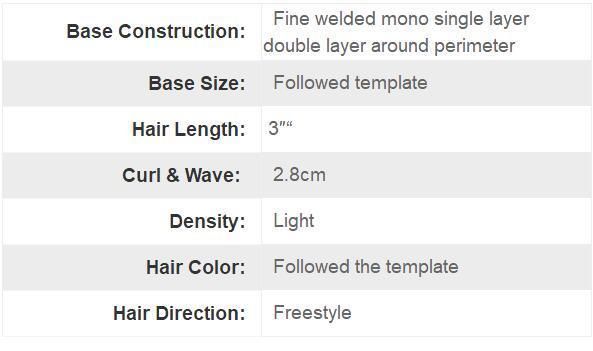 High Quality Real Human Hair - Men′s Custom Made Toupee Wigs - Fine Welded Mono
