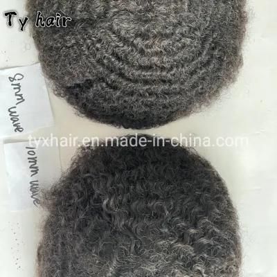 8mm Wave 10mm Wave Contrast Figure India Remy Virgin Hair Replacement Men Wigs Toupee for African Americans