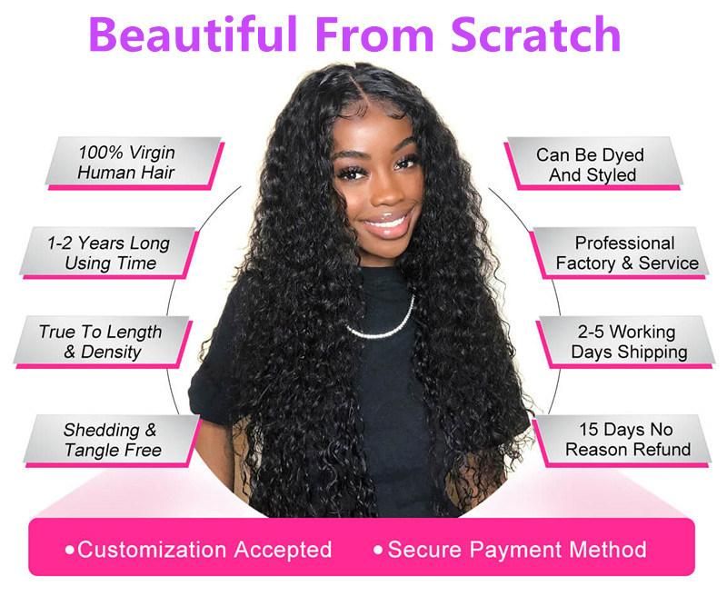 Brazilian Deep Wave Lace Front Human Hair Wigs Front Lace Wigs with Baby Hair 13X4 Preplucked Natural Hairline Remy Hair 180% Density