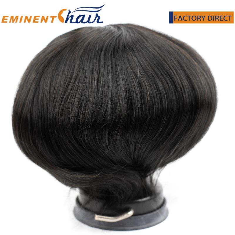 Black Fine Mono with Clear PU Hair Replacement for Men Custom Order Human Hair