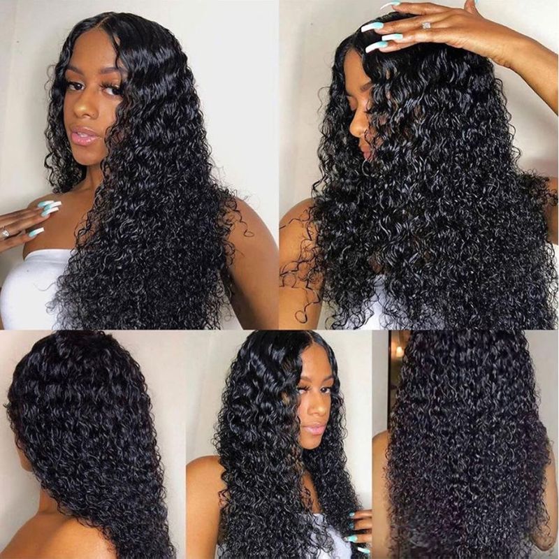 150% Density Brazilian Curly Wave Lace Front Wig with Baby Hair Pre Plucked Bleached Knots (14′ ′)