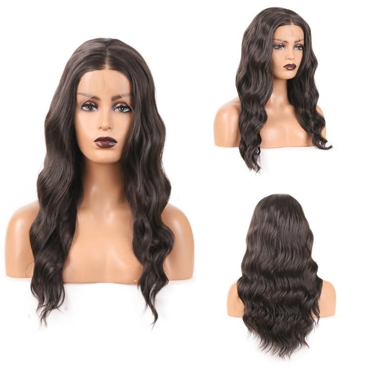 Wholesale 13X4 Synthetic Fiber Lace Front Middle Part Natural Wave China Wig