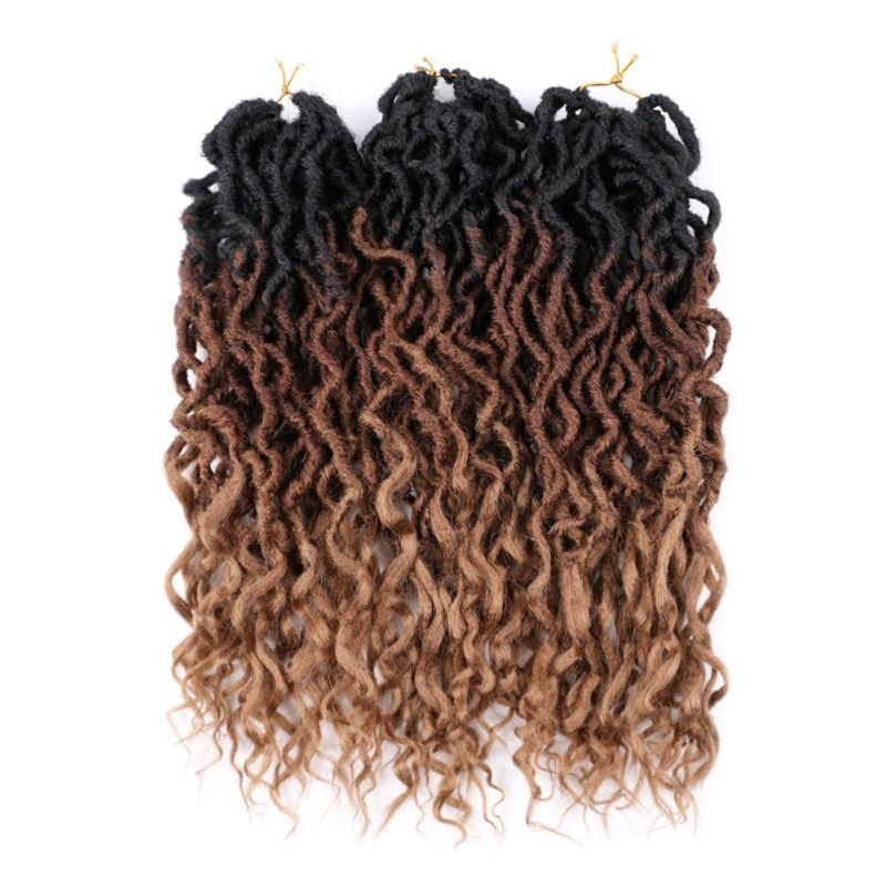 18inch 24 Strands Gypsy Faux Locs Crochet Hair Briading Curly Ends Crochet Hair Extension