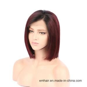Two Tone Color T1b/99j# High Quality Short Bob 130% Density Human Full Lace Straight Hair Wig