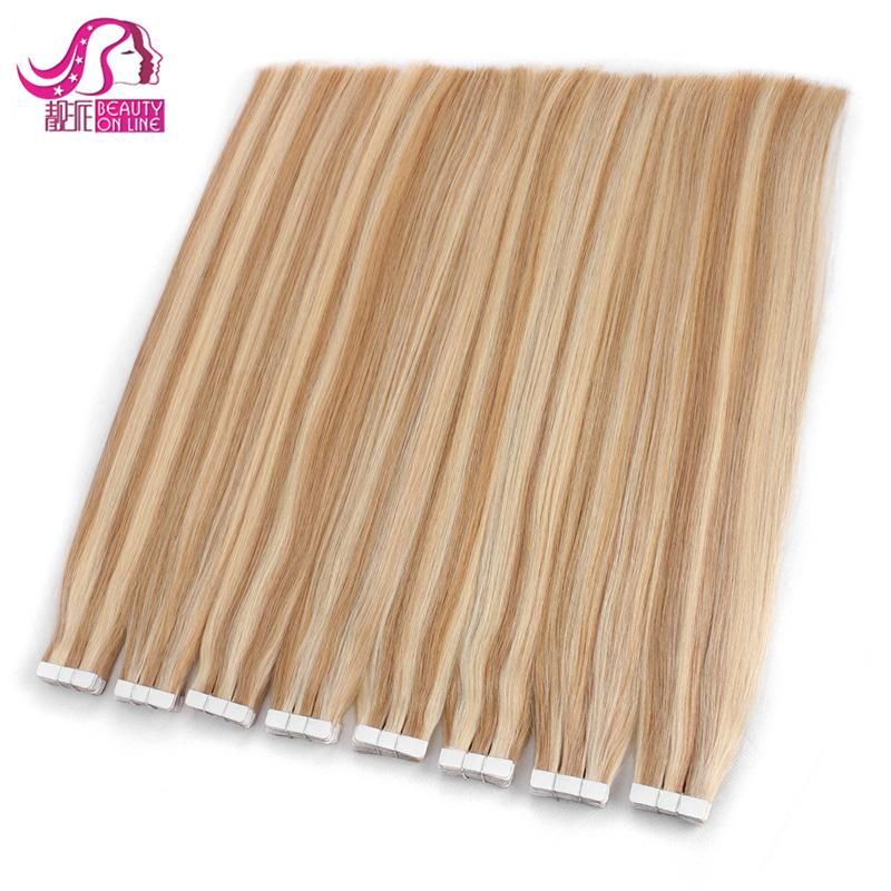 Wholesale Brazilian Remy Tape Hair Extensions Blonde Hair Straight Skin Weft Invisible Double Drawn Tape Hair Extension