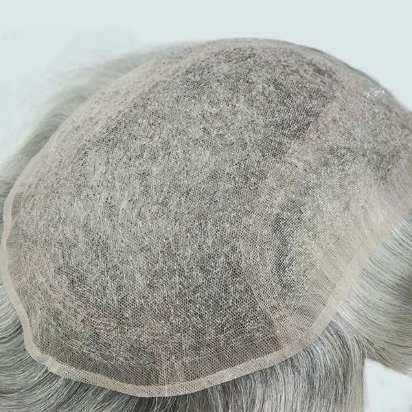 Grey Hair French Lace Natural Looking Toupee