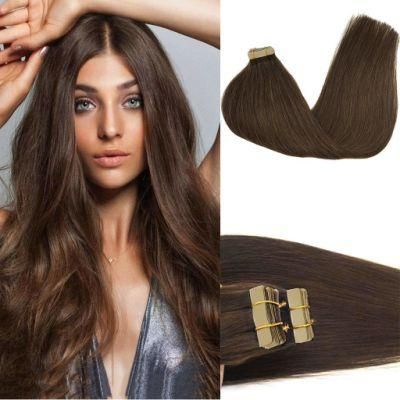 22 Inch Tape in Hair Extensions Human Hair Chocolate Brown Tape in Hair Extensions 20PCS 50g Remy Human Hair Extensions for Women