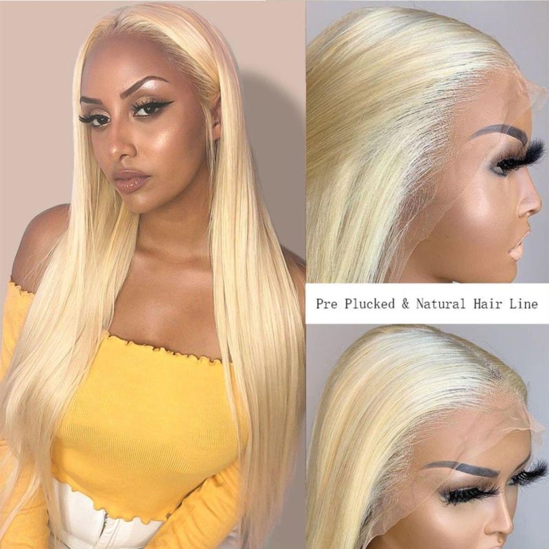 613 Blonde Straight Human Hair 13X6 Lace Front Wigs 180 Density