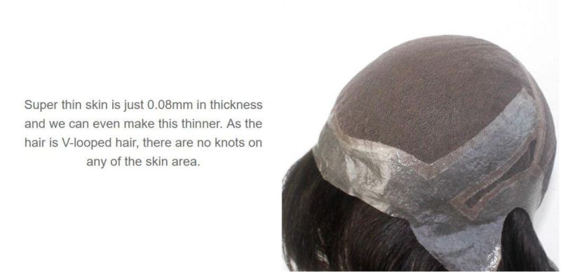 Best Quality Men′s Toupee Wig Hair System - French Lace & Skin Base