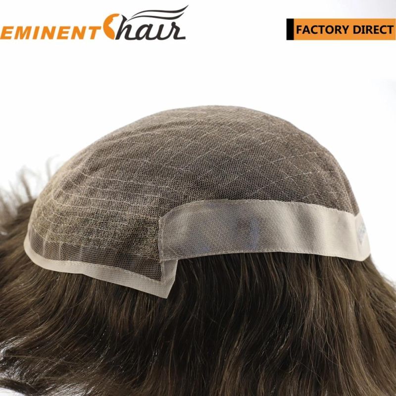 Natural Hairline Lace Front Indian Hair Stock Men′ S Toupee