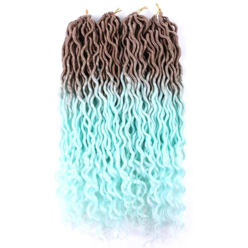 Long 18" Wholesale Curly Goddess Faux Locs Ends Crochet Braids Synthetic Hair Extensions