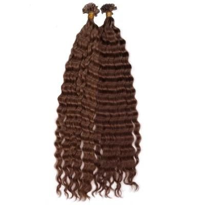 Wholesale 12A Raw Remy Virgin Human Hair Deep Wave Flat Tip Hair Extension