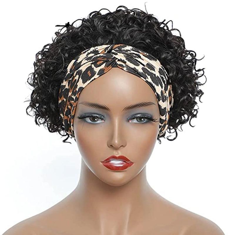 Kbeth Short Head Band Curly Human Hair Wig for Black Women Brazilian Natural Color Virgin Remy Sexy Girls Love Most Machine Made Wigs Wholesale