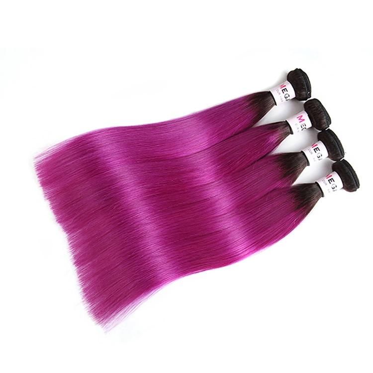 Silky Unprocessed One Donor Virgin Remy Human Hair Brazilian Weave Purple Color Straight Extensions