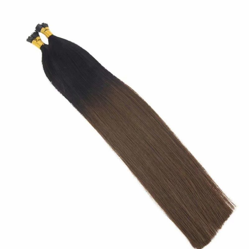 14 Inch Remy Itip Human Hair Extensions Ombre Color Natural Black to Dark Brown Brazilian I Tip Fusion Hair Extensions 50g Per Package