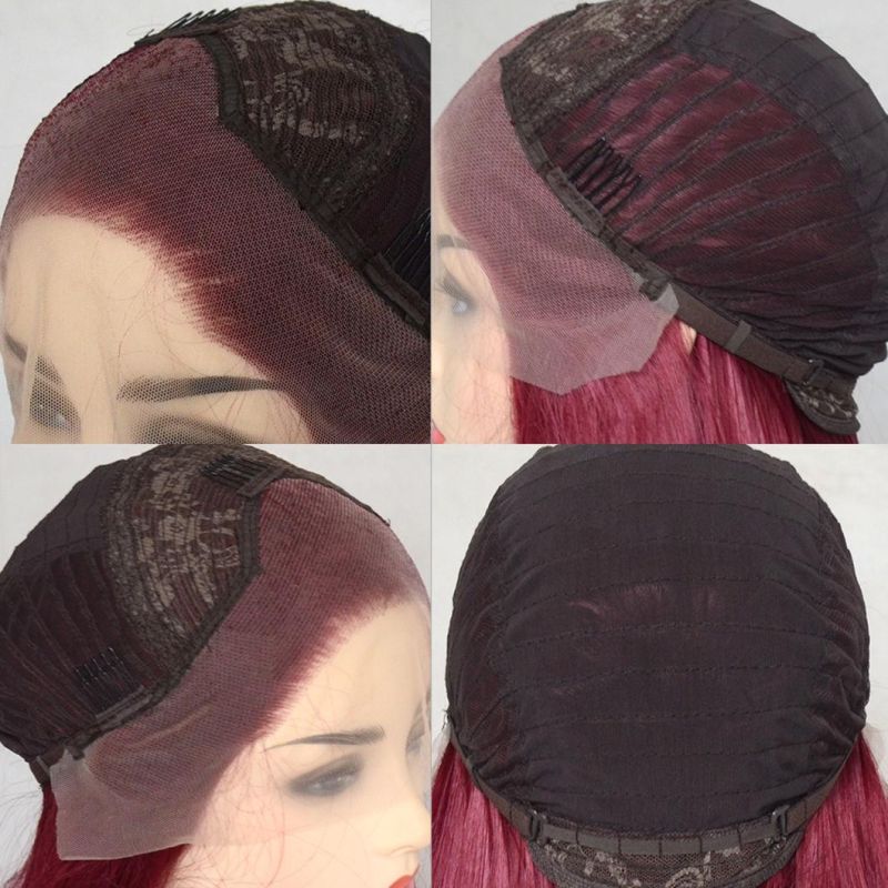 Wine Red Hair Brazilian Human Hair Wigs Lace Front Wig Long Straight Remy Virgin Hair Wig for Women 26 Inches