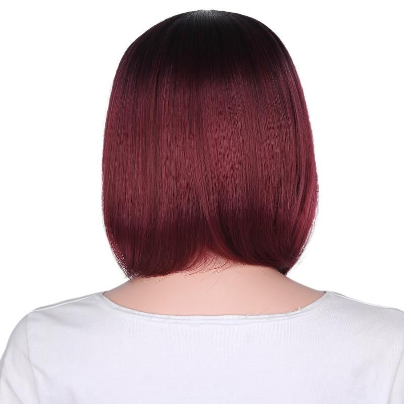 China Hair Wig Two-Tone Black and Red Bob Short Synthetic Wig for Black Women