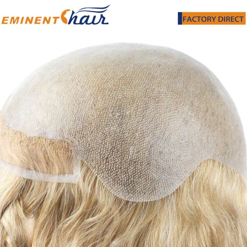 Blond Human Hair Skin with Lace Front Wig Bio Lace Natural Wig for Female