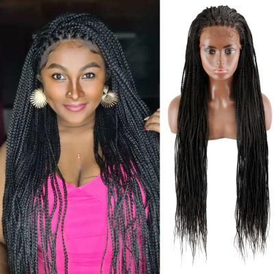 36 Inches Knotless Braided Wigs for Black Women 13X6 Lace Front Twisted Synthetic Lace Wig Full Hand-Made Super Lightwe