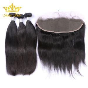 Black/1b Brazillian Hair Straight Body Wave Curly Lace Frontal and Hair Bundle