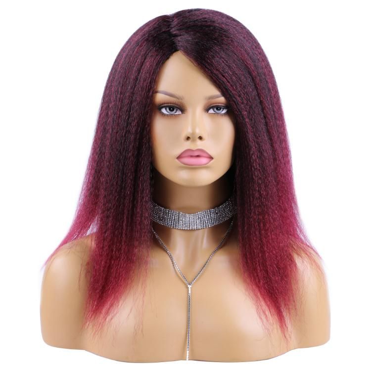China Cheap Wigs Wholesale Yaki Straight Short Synthetic Hair Wig