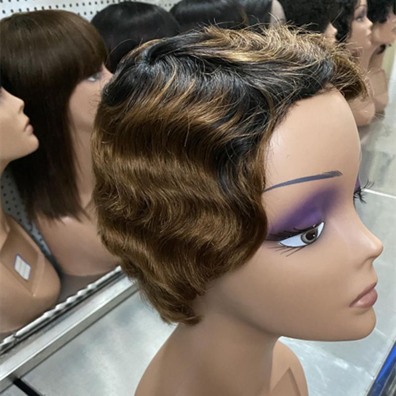 Kbeth Black Brown Brazilian Human Hair Wigs for Ladies 2022 Spring Fashion Curly Remy Custom Accept Short Women Machine Made Wig Wholesale Price