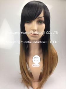 Ombre Straght Synthetic Hair Wig for Woman/ Human Hair Feeling
