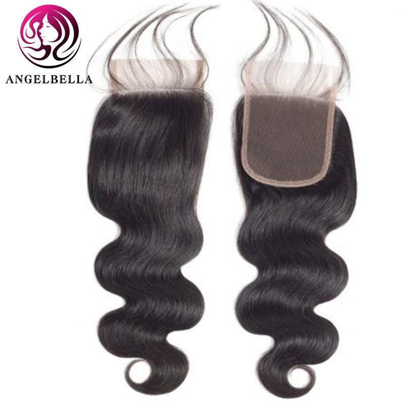 Angelbella Indian Virgin Hair Closures 1b# Body Wave Lace Closures