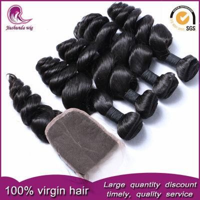 Unprocessed Indian Virgin Human Hair Weave with Lace Closure Wholesale