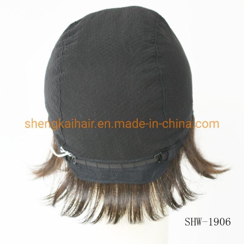 Wholesale Premium Quality Full Handtied Human Synthetic Hair Mixed Medical Use Hair Wig for Lady