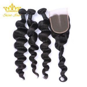 100% Human Virgin Hair Extension of Hair Bundle with Loose Wave