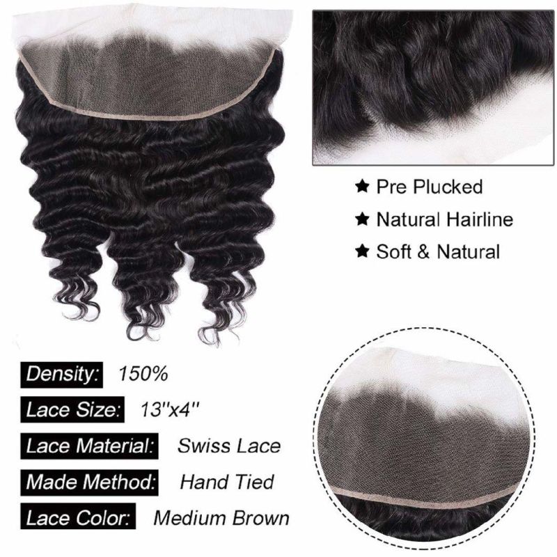 22inch Brazilian Loose Deep Wave 13X4 Lace Frontal, 100% Unprocessed Human Virgin Hair Loose Deep Curly Natural Color