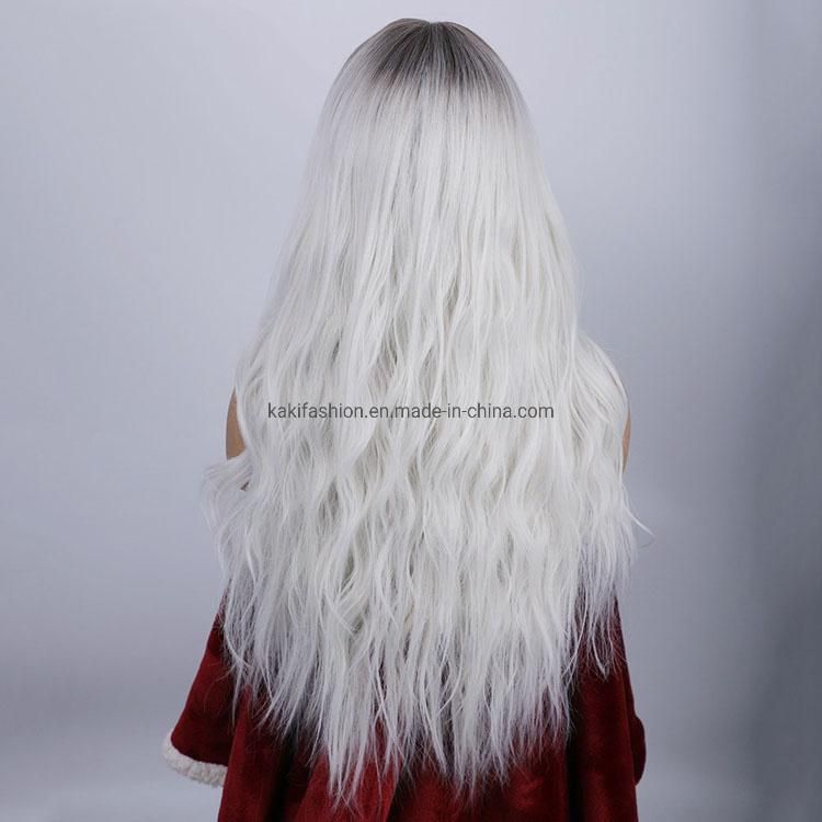 Best Selling Supplier Long Body Wave Ombre White Color Synthetic Wig