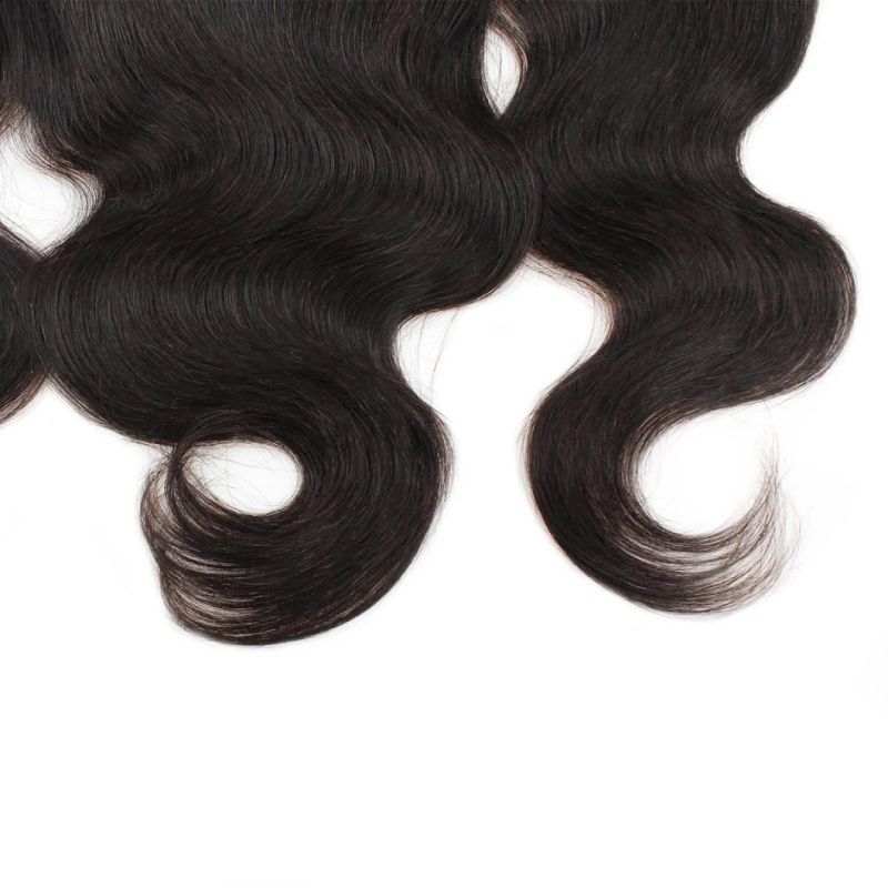 9A 13*4 Lace Front Closure Body Wavy Virgin Remy Human Hair Weaving #Black