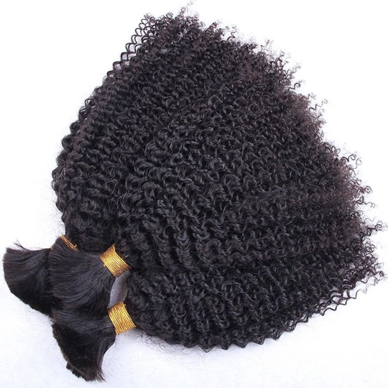 Afro Kinky Curly Brazilian Hair Bundles Braiding Hair Bulk No Weft Long Kinky Curly Human Hair Bulk Remy Hair Extensions