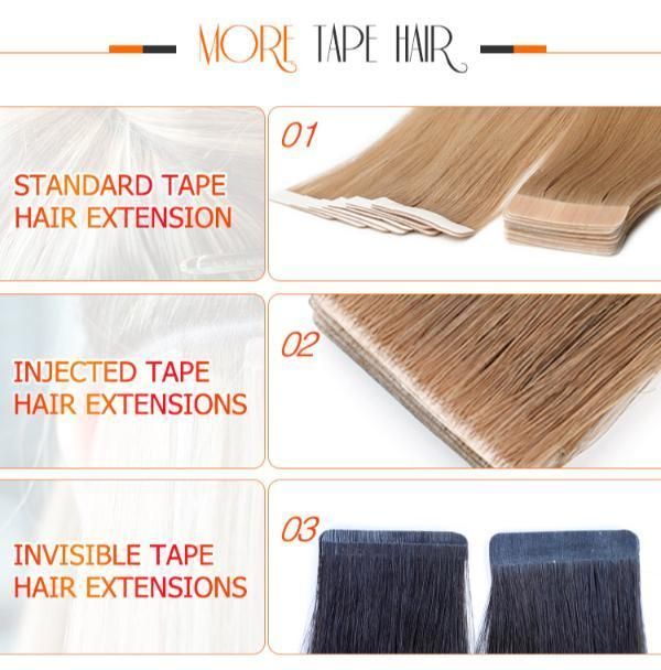 Custom Color Virgin Cuticle Aligned Brazilian Hair Double Drawn Tape in Hair Extensions Vendor 100% Raw Remy Human Hair